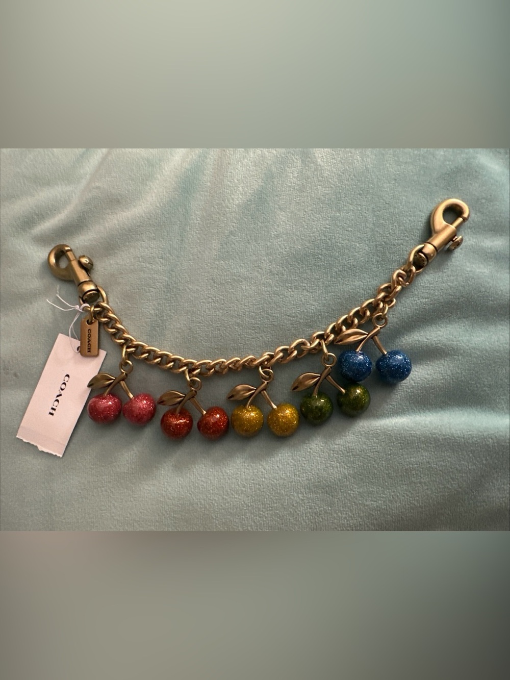 Coach Rainbow Cherries Chain Bag Charm, New